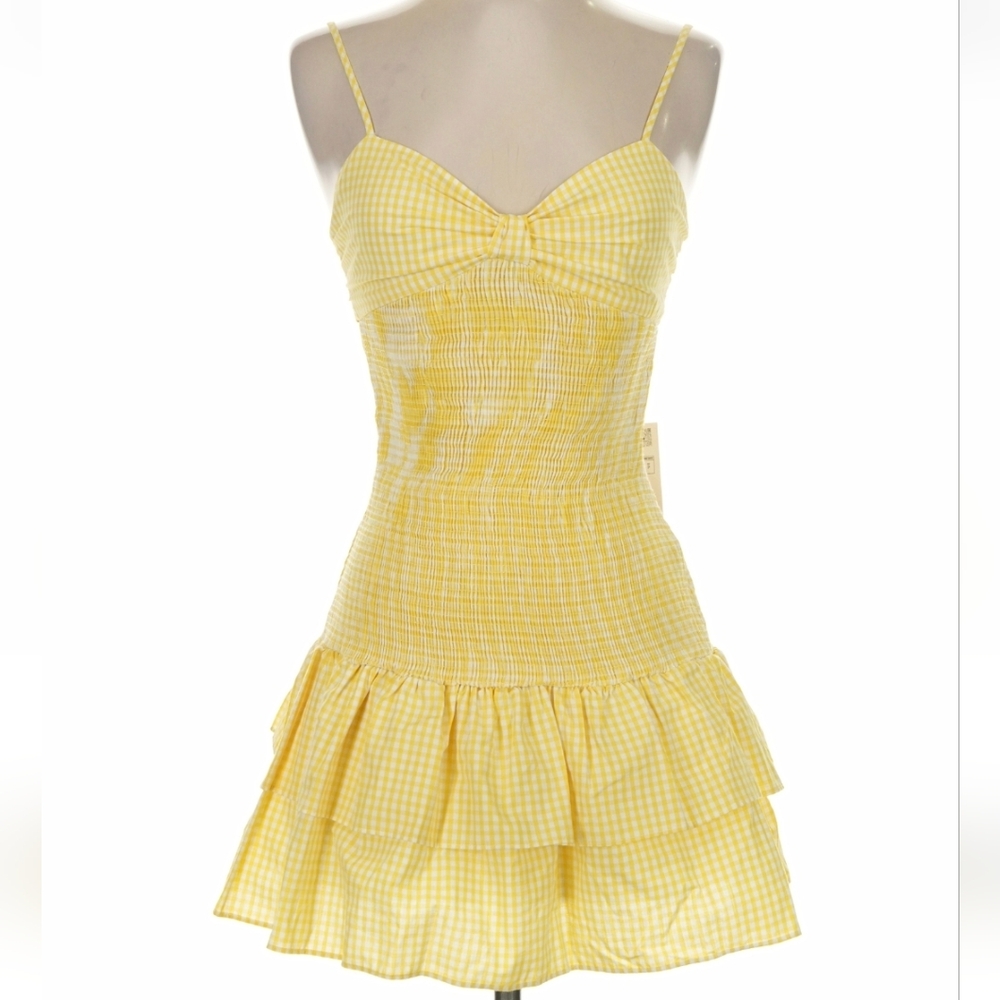 Zara TIED GINGHAM DRESS YELLOW SIZE S - Picture 10 of 11